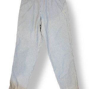 Lee Plaid Pants Women’s Size 10 Cream & Blue Pleated Trousers Button Zip Closure